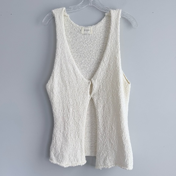 DISSH DION OFF WHITE BOUCLE KNIT VEST M Ivory Textured Boho Minimalist Top - Picture 6 of 12